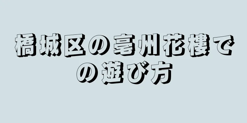 橋城区の亳州花樓での遊び方