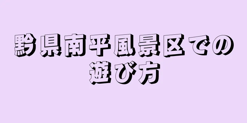 黔県南平風景区での遊び方
