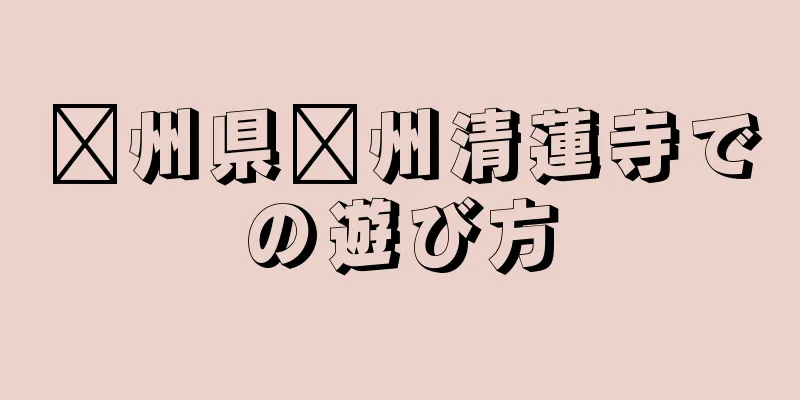 楄州県楄州清蓮寺での遊び方