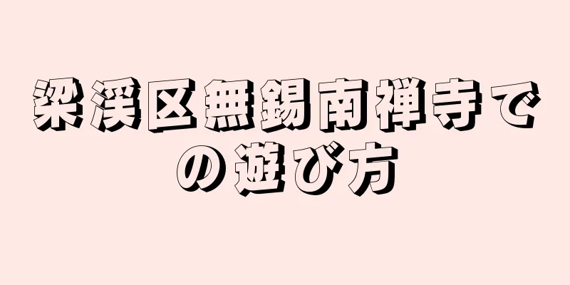 梁渓区無錫南禅寺での遊び方