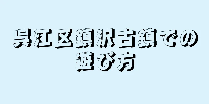 呉江区鎮沢古鎮での遊び方