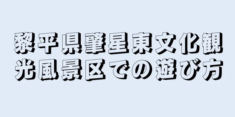 黎平県肇星東文化観光風景区での遊び方