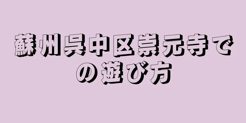 蘇州呉中区崇元寺での遊び方