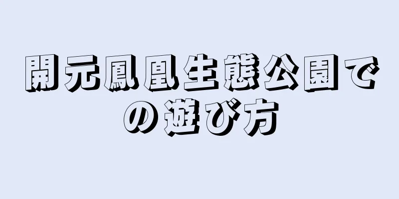 開元鳳凰生態公園での遊び方
