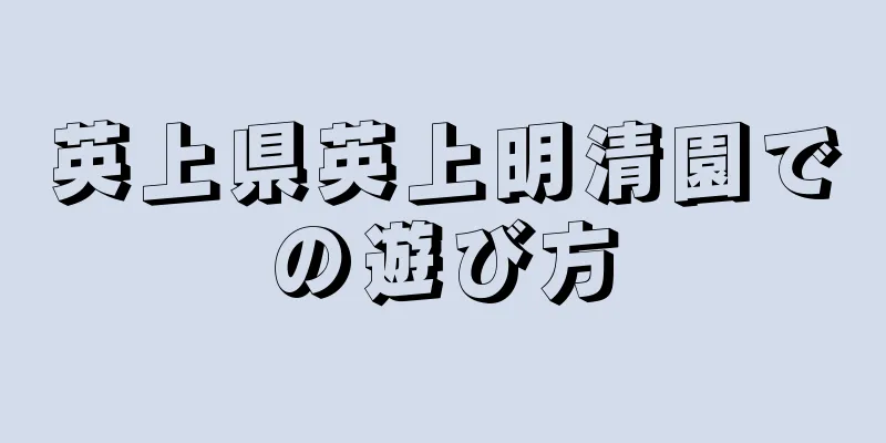 英上県英上明清園での遊び方