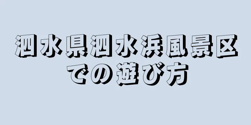 泗水県泗水浜風景区での遊び方