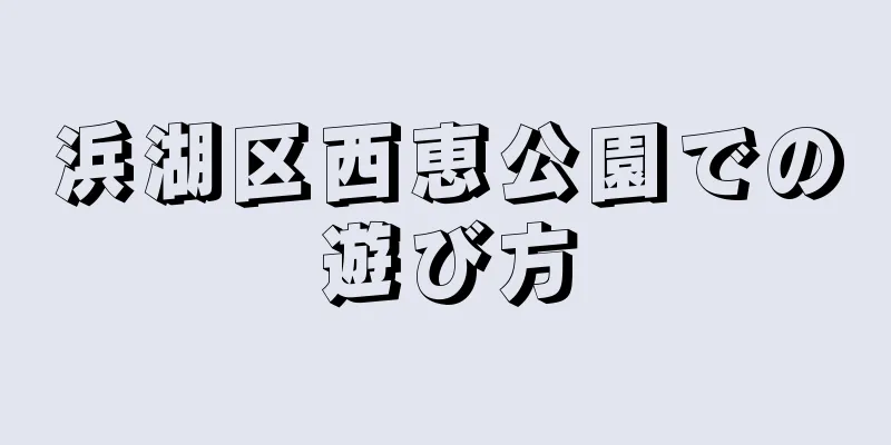 浜湖区西恵公園での遊び方