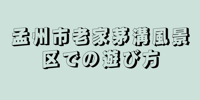 孟州市老家茅溝風景区での遊び方