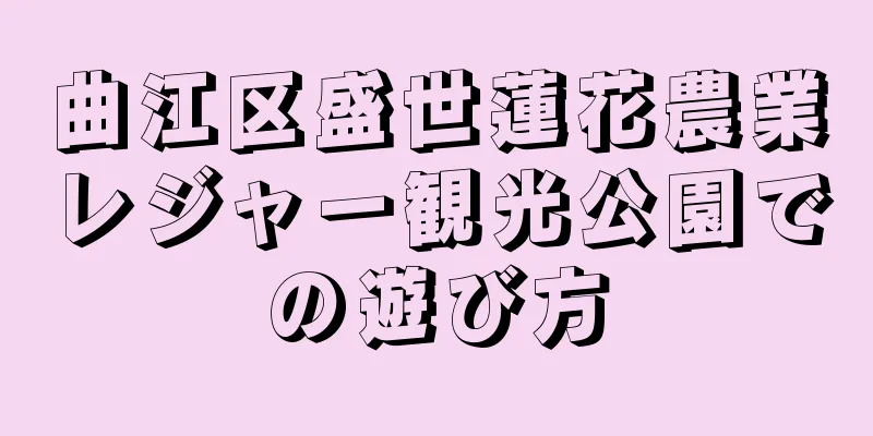 曲江区盛世蓮花農業レジャー観光公園での遊び方