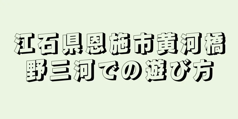 江石県恩施市黄河橋野三河での遊び方