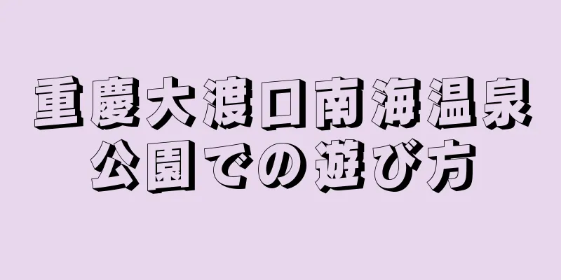重慶大渡口南海温泉公園での遊び方