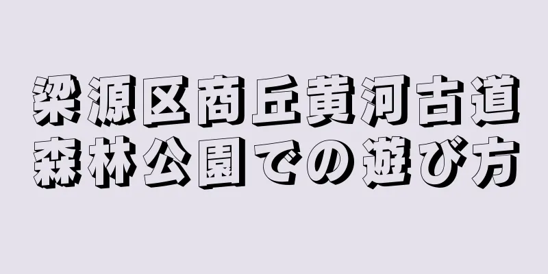 梁源区商丘黄河古道森林公園での遊び方