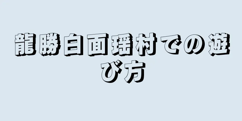 龍勝白面瑶村での遊び方