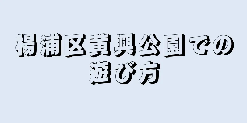 楊浦区黄興公園での遊び方