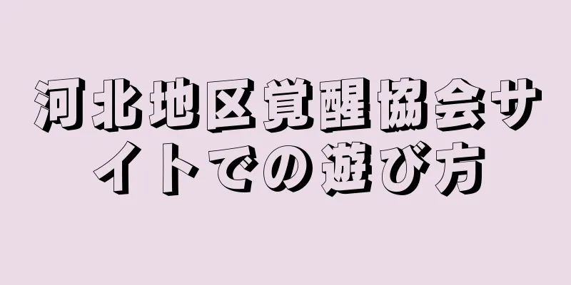 河北地区覚醒協会サイトでの遊び方