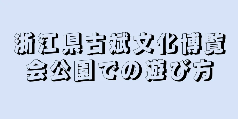 浙江県古斌文化博覧会公園での遊び方