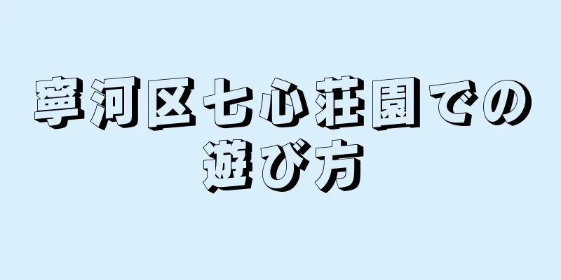 寧河区七心荘園での遊び方
