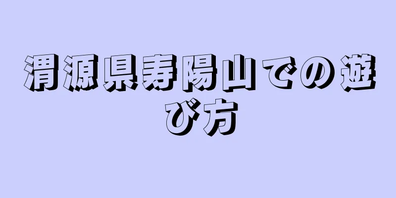 渭源県寿陽山での遊び方