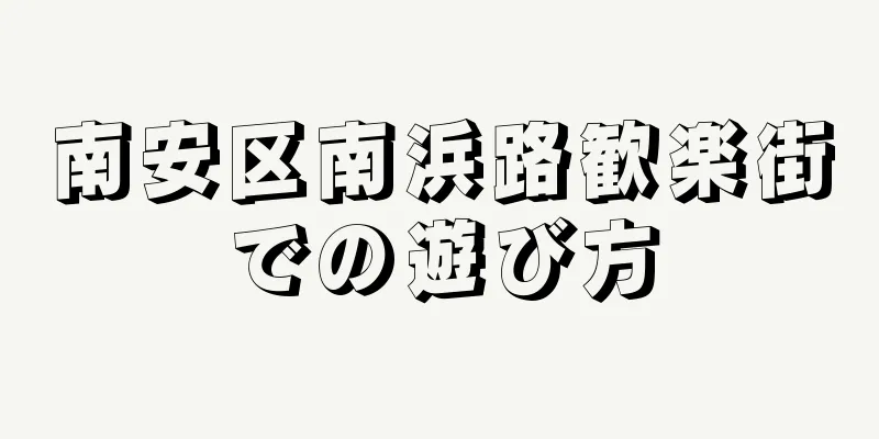 南安区南浜路歓楽街での遊び方