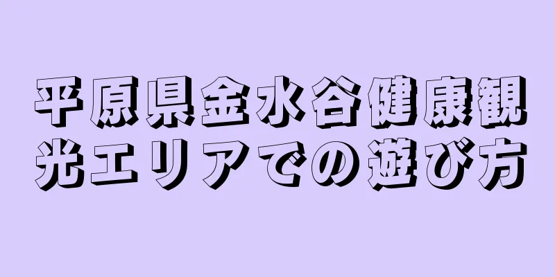 平原県金水谷健康観光エリアでの遊び方