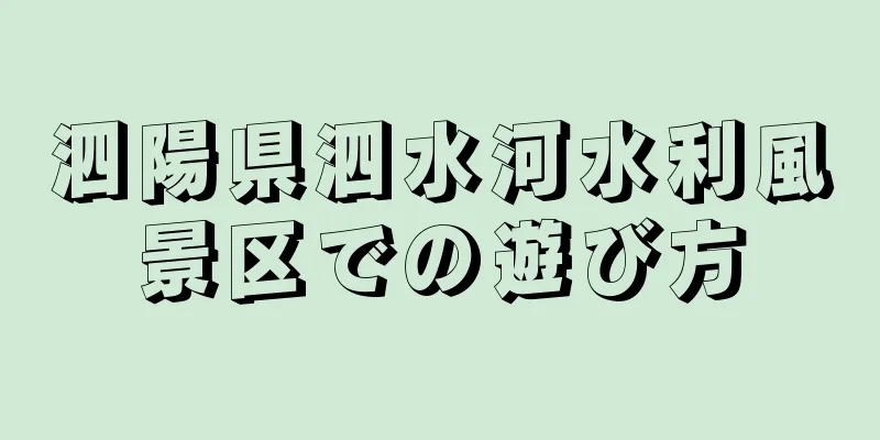 泗陽県泗水河水利風景区での遊び方