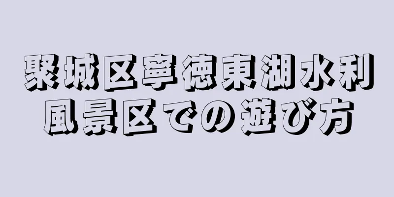 聚城区寧徳東湖水利風景区での遊び方