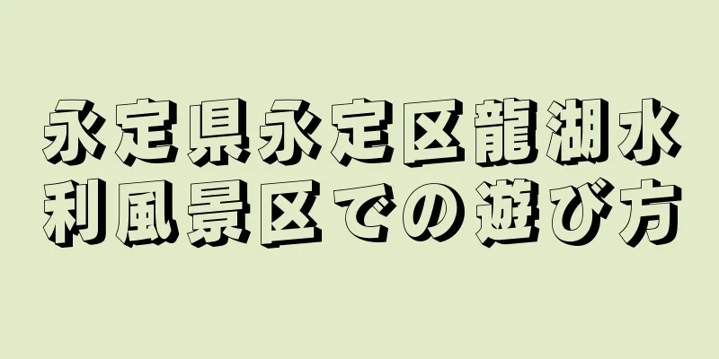 永定県永定区龍湖水利風景区での遊び方