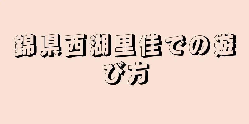 錦県西湖里佳での遊び方
