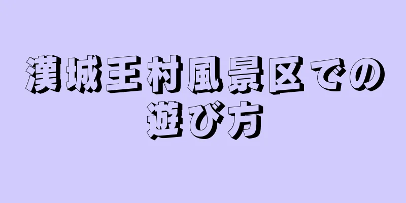 漢城王村風景区での遊び方