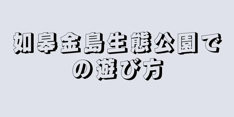 如皋金島生態公園での遊び方