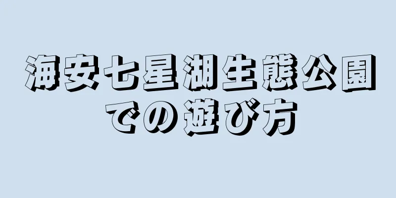 海安七星湖生態公園での遊び方