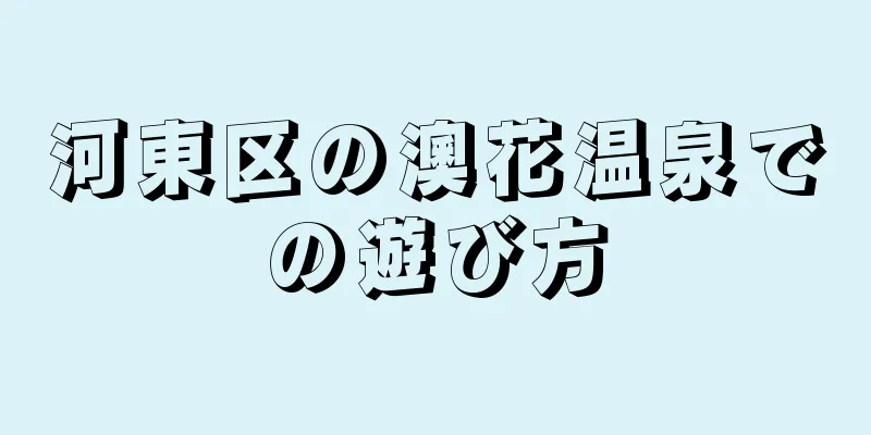 河東区の澳花温泉での遊び方