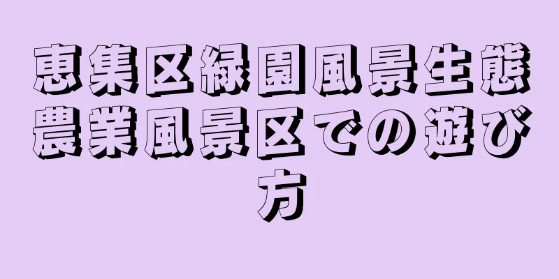 恵集区緑園風景生態農業風景区での遊び方