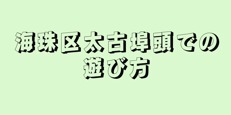 海珠区太古埠頭での遊び方