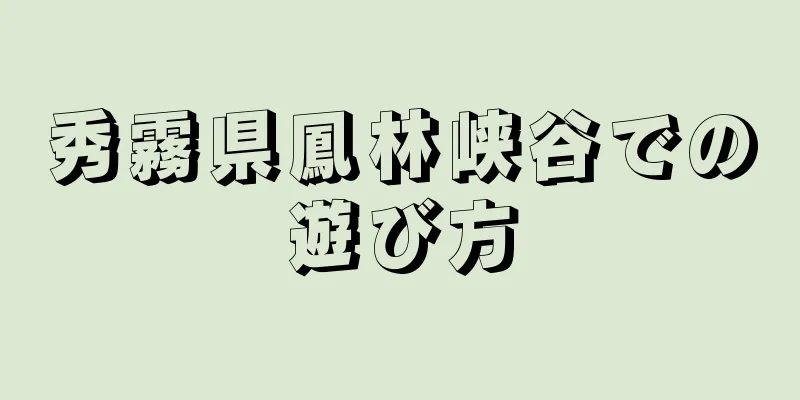 秀霧県鳳林峡谷での遊び方