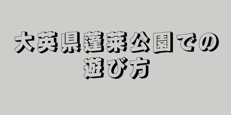 大英県蓬莱公園での遊び方