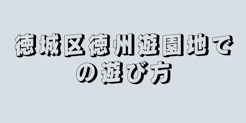 徳城区徳州遊園地での遊び方