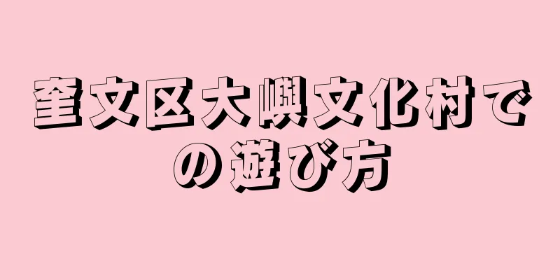 奎文区大嶼文化村での遊び方