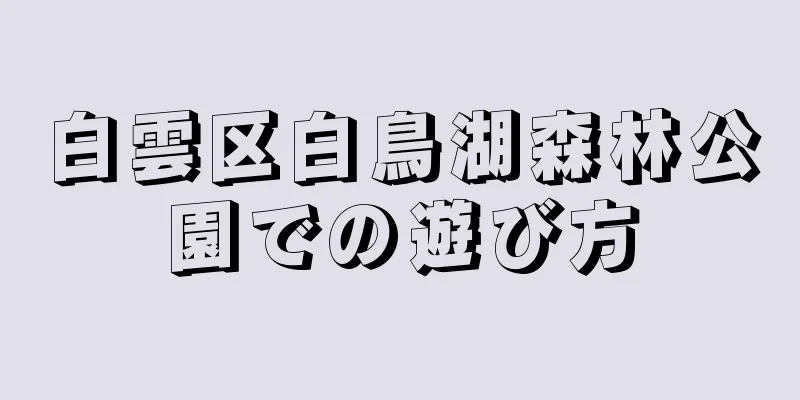 白雲区白鳥湖森林公園での遊び方