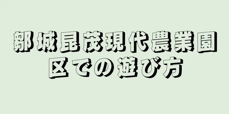 鄒城昆茂現代農業園区での遊び方