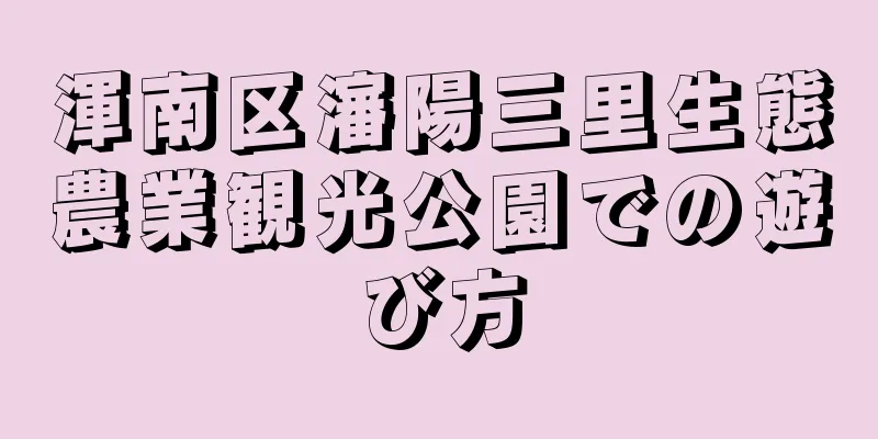 渾南区瀋陽三里生態農業観光公園での遊び方