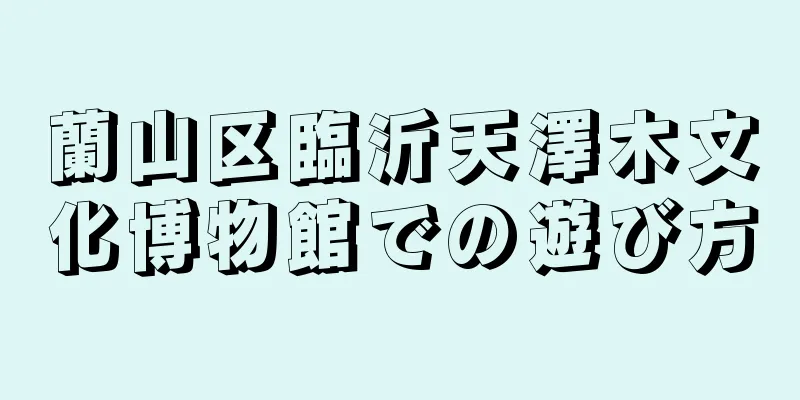 蘭山区臨沂天澤木文化博物館での遊び方