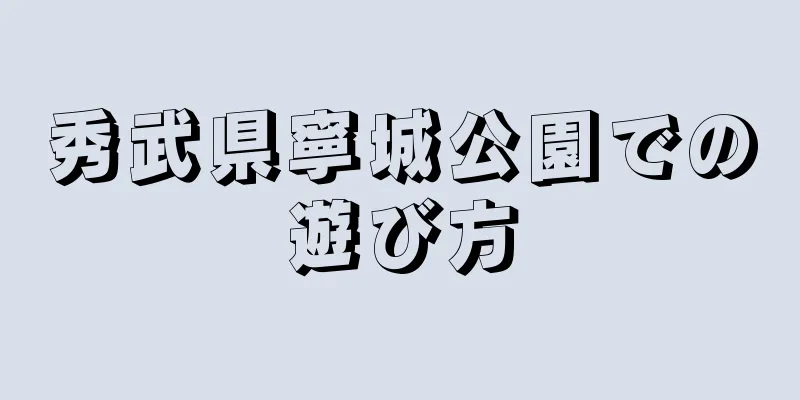 秀武県寧城公園での遊び方