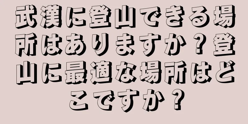 武漢に登山できる場所はありますか？登山に最適な場所はどこですか？