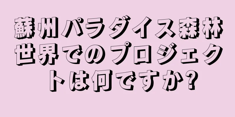 蘇州パラダイス森林世界でのプロジェクトは何ですか?