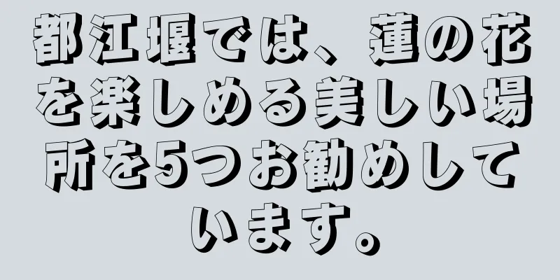 都江堰では、蓮の花を楽しめる美しい場所を5つお勧めしています。