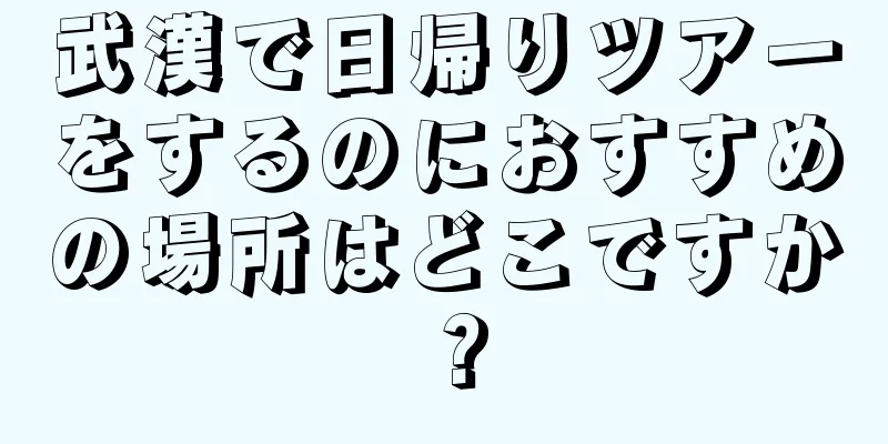 武漢で日帰りツアーをするのにおすすめの場所はどこですか？