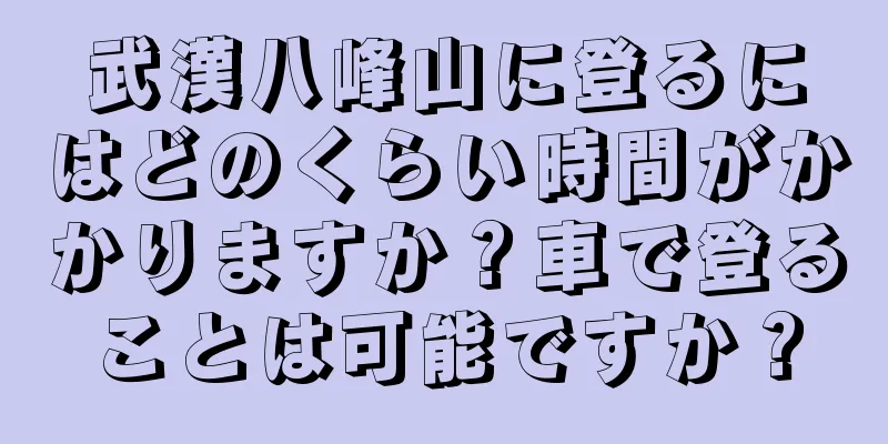 武漢八峰山に登るにはどのくらい時間がかかりますか？車で登ることは可能ですか？