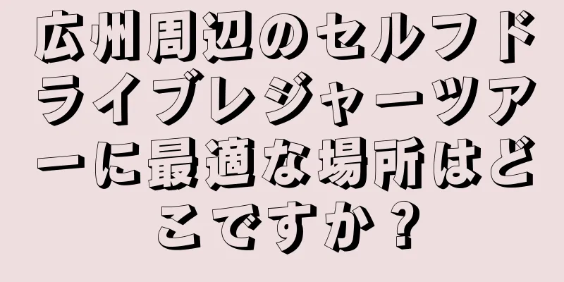 広州周辺のセルフドライブレジャーツアーに最適な場所はどこですか？
