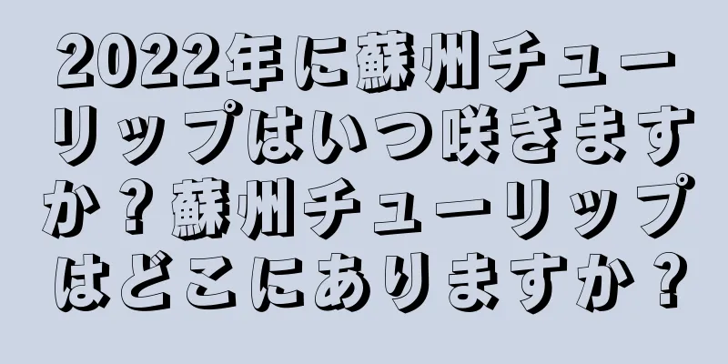 2022年に蘇州チューリップはいつ咲きますか？蘇州チューリップはどこにありますか？